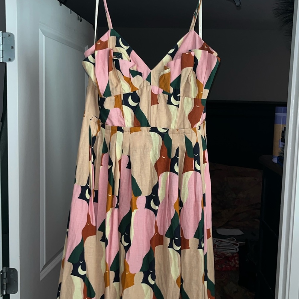 Farm Rio The Kiss Multicolor Sleeveless MIDI Dress